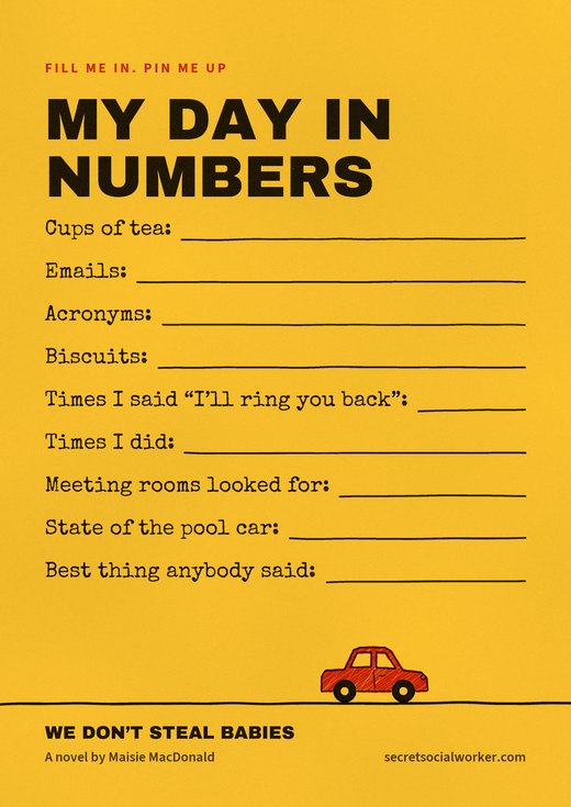 Poster: My day in numbers, with blanks to fill in